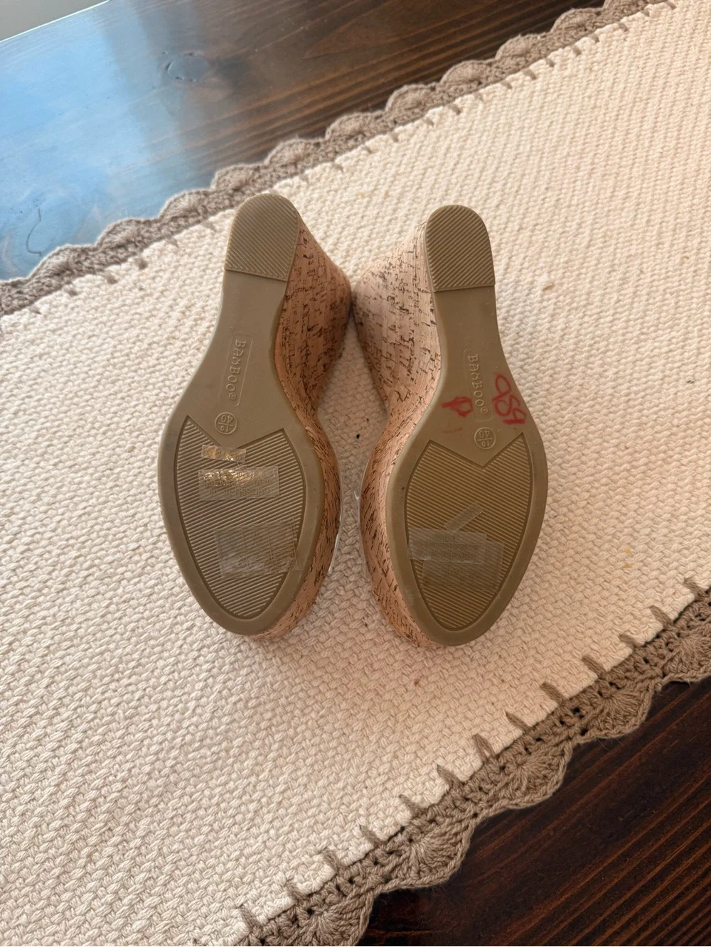 Bamboo Womens Cork Wedges with a Clear Strap Sz 10